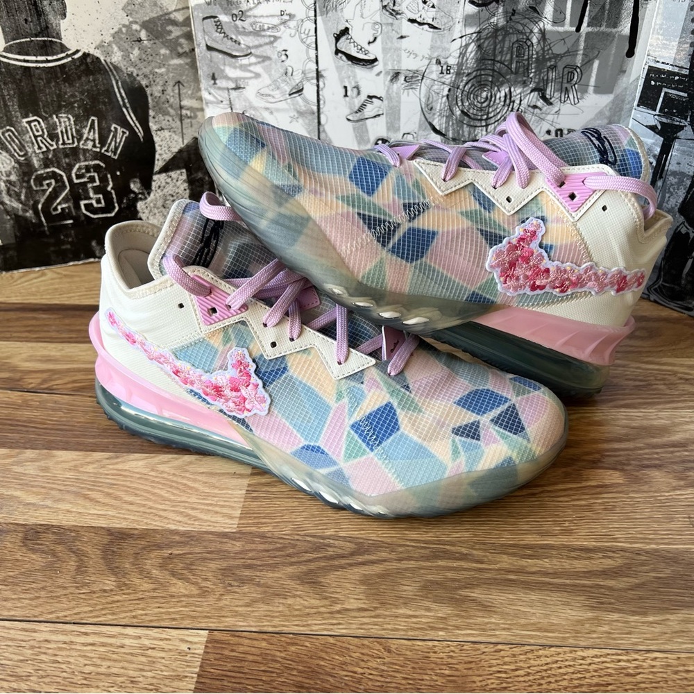 Nike LeBron 18 Low X Atmos Cherry Blossom Sneakers CV7562-101